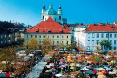 View over main market in Ljubljana